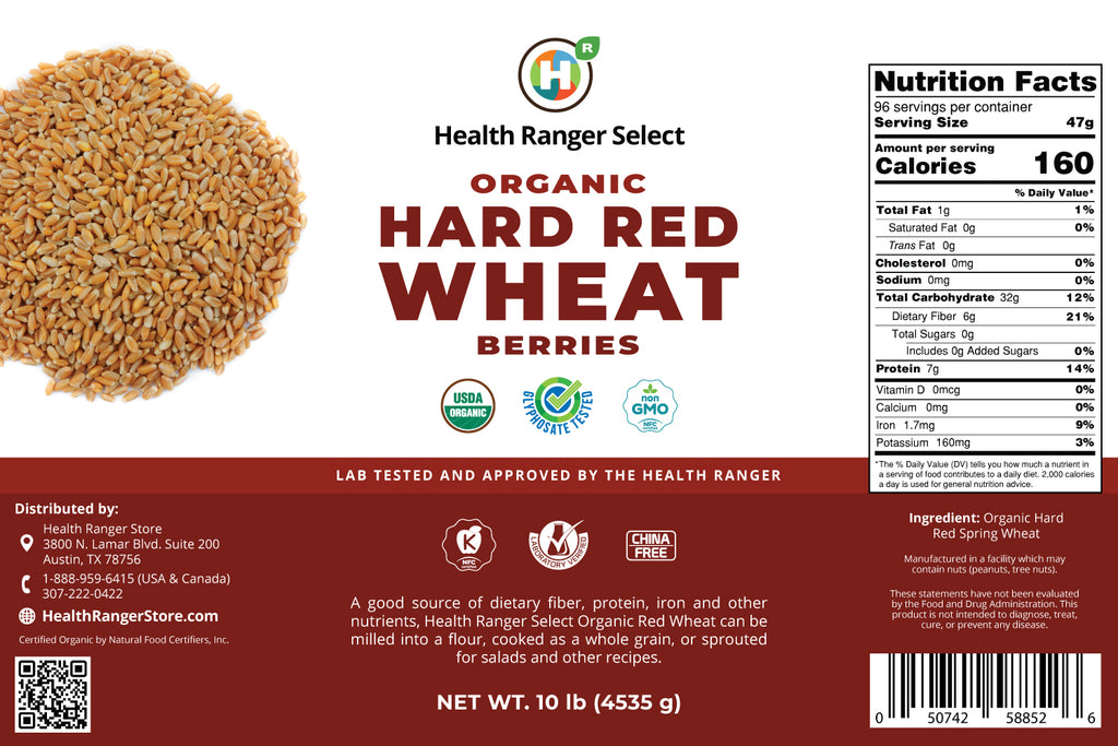 Mega Bucket Organic Hard Red Wheat Berries 10LB (4535g) — Brighteon Store