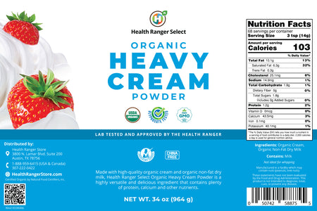 Organic Heavy Cream Powder (34oz, #10 Can) (2-Pack)