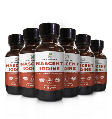 Health Ranger's Nascent Iodine 1 fl oz (30ml) - 2% Strength (Cap - For Long Term Storage) (6-Pack)