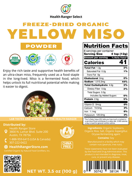 Freeze Dried Organic Yellow Miso Powder 100g