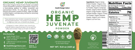 Health Ranger's Organic Hemp Juvenate 450g (15.8 oz)