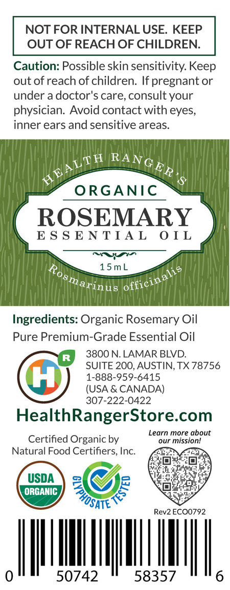 Organic Rosemary Essential Oil 0.5oz (15ml)