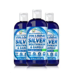 Colloidal Silver Mouthwash & Gargle (with Iodine and Zinc) 12oz (354ml) (3-Pack)