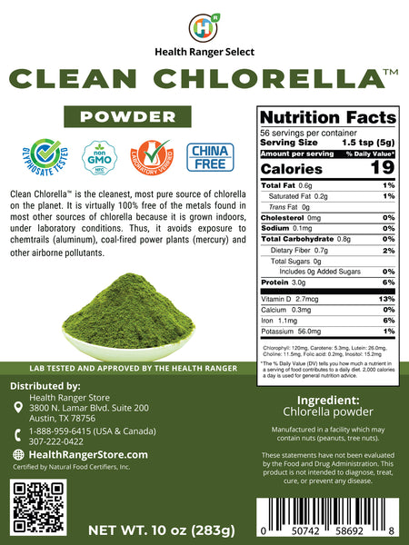Clean Chlorella Powder 10 oz (283g) (3-Pack)