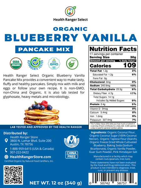 Gluten Free Organic Blueberry Vanilla Pancake Mix 12 oz (340g) (3-Pack)