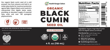 Organic Black Cumin Seed Oil 4oz (118 ml)