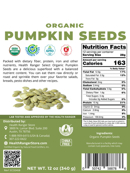 Organic Pumpkin Seeds 12 oz (340 g)