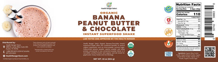 Organic Banana Peanut Butter & Chocolate Instant Superfood Shake  22 oz (624g) (6-Pack)