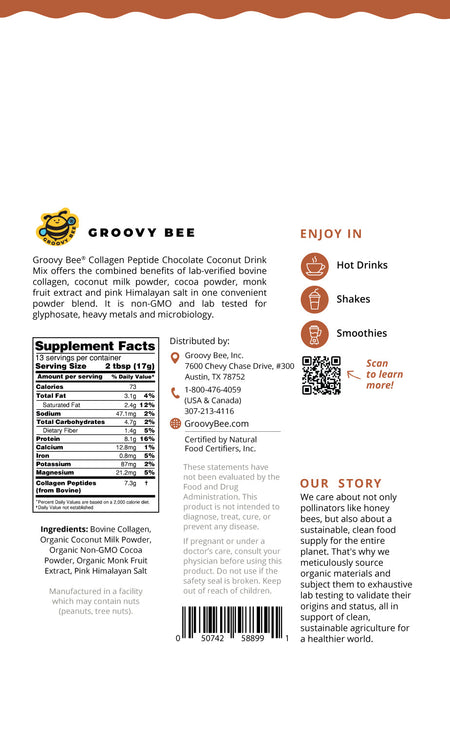 Collagen Peptide Chocolate Coconut Drink Mix 8oz (227g)