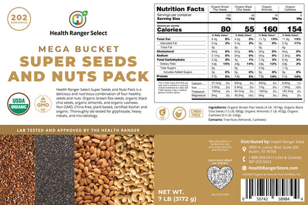 24 Days Food Supply (1 Adult) - Super Seeds and Nuts Pack (3-Buckets)