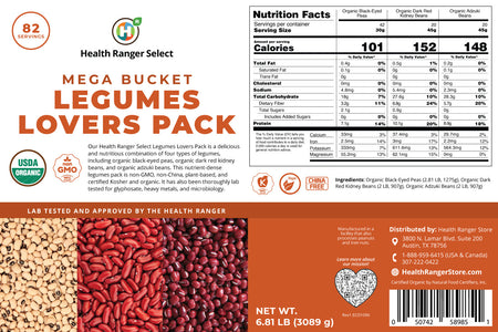 30 Days Food Supply (1 Adult) - Legumes Lovers Pack (6-Buckets)