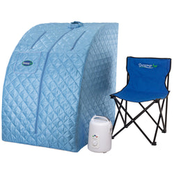Durasage Lightweight Portable Personal Steam Sauna Spa for Relaxation at Home, 60 Minute Timer, 800 Watt Steam Generator, Chair Included - Light Blue