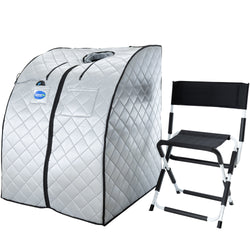 Large Portable Low EMF Negative Ion Indoor Sauna with Chair and Heated Footpad Included - Silver