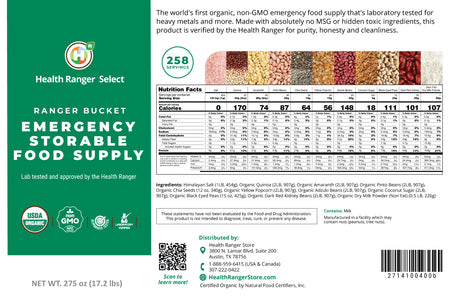 (536 Servings) Ranger Bucket Set - Organic Emergency Storable Food Supply (A23/A24/A26 + B17/B19)