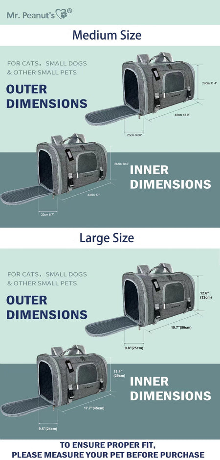 Mr. Peanut's Monterey Series Airline Compliant Horizontal Backpack Pet Carrier