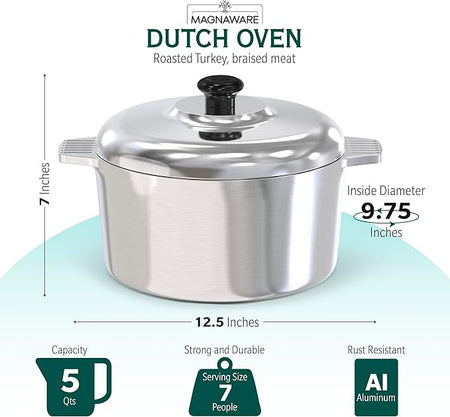 5 Quarts Round Dutch Oven with Lid
