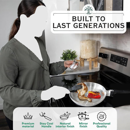 11-Inch Chef Skillet – Quick & Even Heat Distribution – Lightweight Cast Aluminum Frying Pan