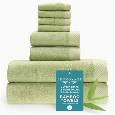 Bamboo 8 Piece Towel Sets - Sage