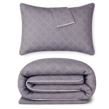 Bamboo Duvet Cover with Shams, 3pc - Platinum Geo