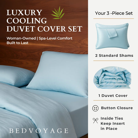 Bamboo 3pc Duvet Cover Set - Sky - Final Sale/No Returns