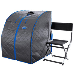 Personal Portable Infrared Sauna with Premium Chair, 30 Minute Timer, with Negative ION and Heated Footpad - Gray