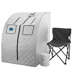 Oversized Portable Steam Sauna for Weight Loss, Detox & Relaxation at Home, Chair Included - Silver