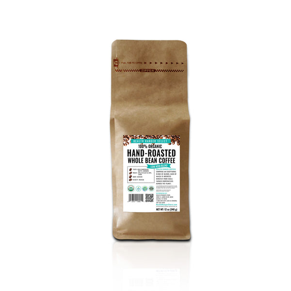 100% Organic Hand-Roasted Whole Bean Coffee (Low Acid Blend)