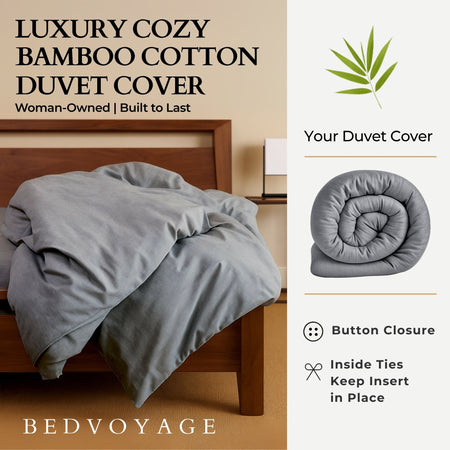 Bamboo Cotton Duvet Cover - Silver