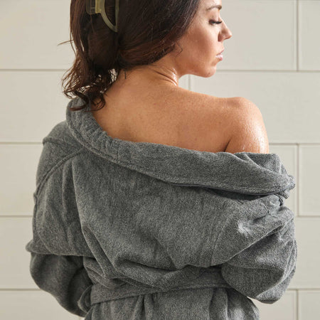 Bamboo Cotton Bath Robe  - Charcoal