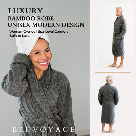 Bamboo Cotton Bath Robe  - Charcoal
