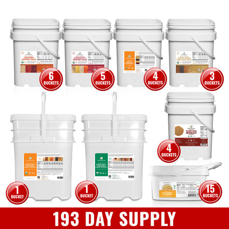Organic Emergency Storable Food Supply - 193 Days For 1 Adult
