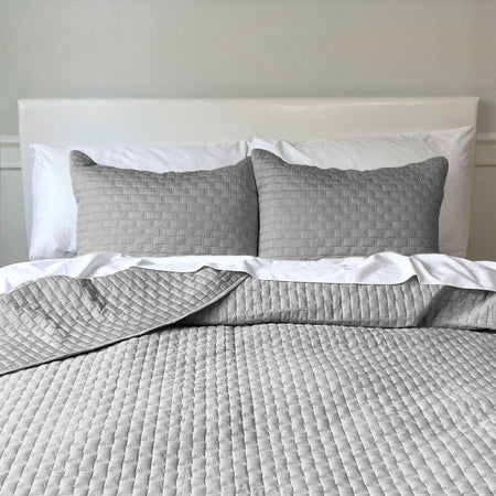 Bamboo Cotton Quilted Coverlet - Silver