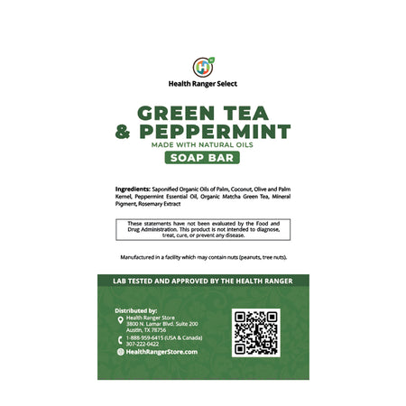 Green Tea and Peppermint Soap Bar 3.25 oz (92g) (3-Pack)