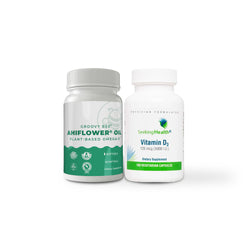 Ultimate Brain Booster Combo Pack: Vitamin D3 5000 IU + Ahiflower Oil- Plant-Based Omega 3-6-9