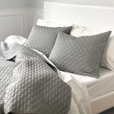 Bamboo Cotton Quilted Coverlet - Silver