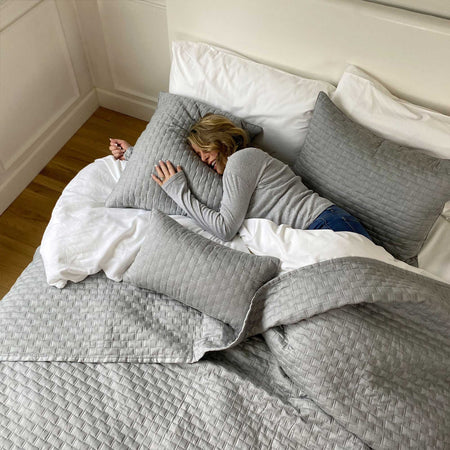 Bamboo Cotton Quilted Coverlet - Silver