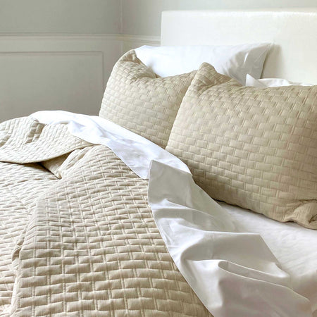 Bamboo Cotton Quilted Coverlet - Sand