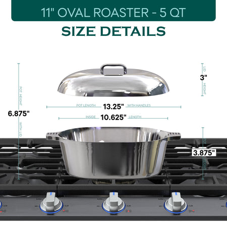 Oval Dutch Oven with Lid - 5 Quart (11 Inch)