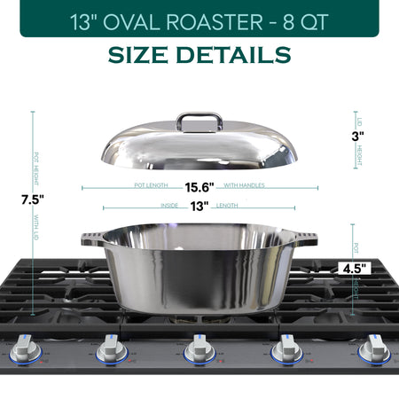 Oval Dutch Oven with Lid - 8 Quart (13 Inch)