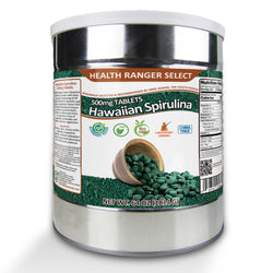 Hawaiian Spirulina Cold Pressed 500mg Tablets (64oz, 1814g), approximately 3628 tablets  (#10 Can)