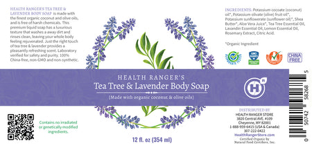 Health Ranger's Tea Tree and Lavender Body Soap 12oz