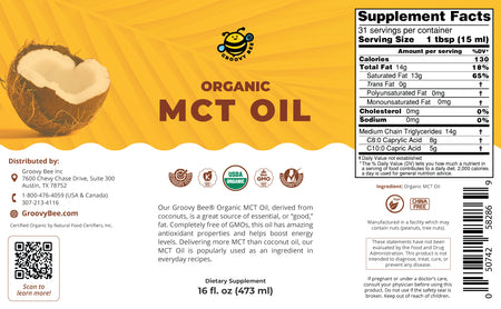 Groovy Bee® Organic MCT Oil 16 fl oz (473ml)