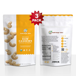 Organic Raw Cashews (Whole & Pieces), 12oz (340g) (3-Pack)