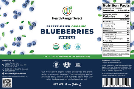 Freeze-Dried Organic Whole Blueberries (12oz, #10 can) (2-Pack)