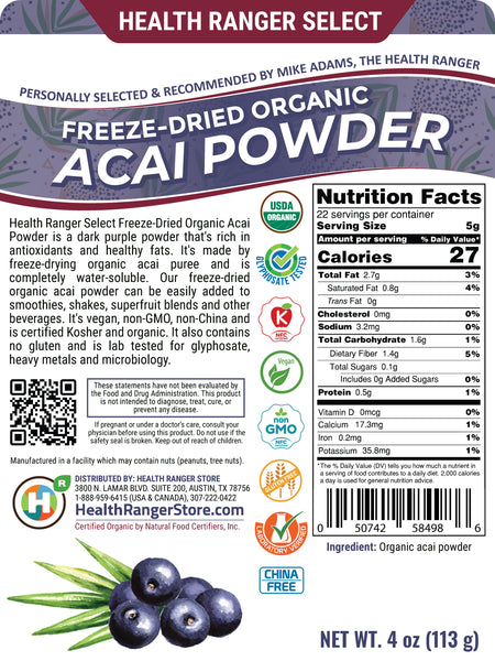 Organic Freeze-Dried Acai Powder 4 oz (113g)