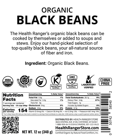 Organic Black Beans 12oz (340g)
