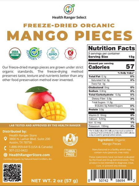 Organic Freeze-Dried Mango Pieces 2 oz (57g)