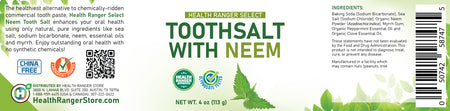 Health Ranger Select Toothsalt with Neem 4 oz (113g)