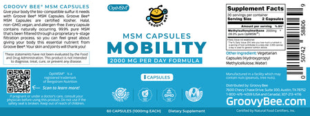 OptiMSM Capsules for Joint Health 1000mg (60 Caps)