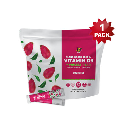 Plant-Based Vitamin D3 + Prickly Pear (30 counts) 3.17 oz (90g) - Immune Support Drink Mix